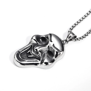 Collier pendentif masque de clown fantôme en acier titane punk rétro avec chaîne