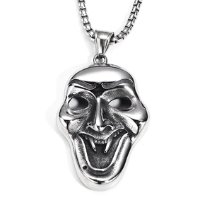 Collier Pendentif Masque de Joker en Acier Titane Vintage pour Hommes Gothique Punk Ghostface Crocs Bijoux Hip Hop Chaîne en Métal Délavé