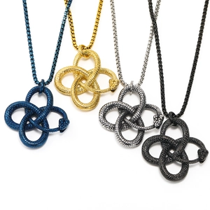 Collana con Ciondolo Serpente Ouroboros in Acciaio Inossidabile Vintage Punk Gotico Nodo Celtico Gioielli Uomo Totem Animale