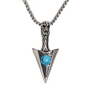 Vintage Edelstahl Totenkopf Pfeilkopf Anhänger Halskette Mit Türkis Für Herren Punk Gothik Biker Schmuck Halsschmuck