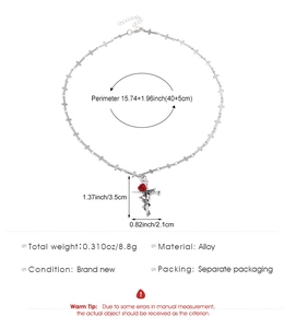 Detaillierte Maßtabelle für gotische Kreuz-Rosen-Halskette mit 40+5cm Länge und Anhängergröße