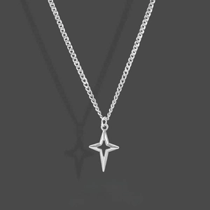 Minimalistische Zinklegierung Stern Anhänger Halskette Hohle Vier Zackige Stern Schlüsselbeinkette Elegante Stern Ohrringe Schmuck