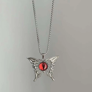 Collar con Colgante de Mariposa Gótica Ojo Turco para Mujer Estilo Punk Y2K Dark Aleación de Zinc Ojo de Dragón Joyería
