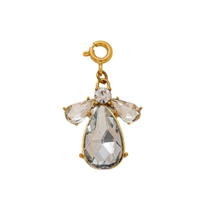18K gold plated stainless steel angel pendant with pear-shaped cubic zirconia crystals