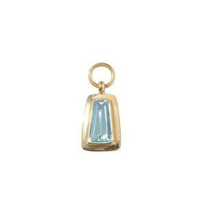 18K gold plated pendant featuring a trapezoid light blue zircon in a minimal setting