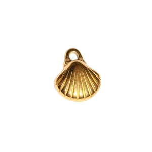 Ciondolo a conchiglia in acciaio inossidabile placcato oro 18K con texture a coste fini