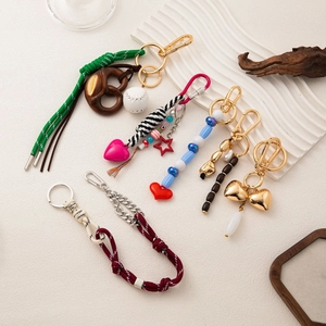 Chaînes de sac dorées 18 carats et pendentifs DIY avec breloques cœur et baseball