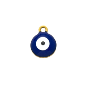 Colgante de ojo turco y estrella de mar en acero dorado 18K con esmalte azul para joyería