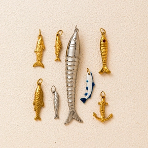 Stainless Steel Ocean Beach Fish Anchor Pendant Necklace Bracelet For Women 18K Gold Plated Enamel Minimalist DIY Jewelry