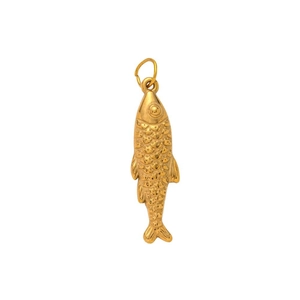 Detailed 18K gold-plated stainless steel goldfish pendant with realistic fish scales