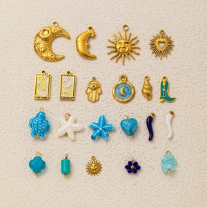 Edelstahl Marine Tier Tarot Karte Anhänger Halskette Für Damen Vintage Vergoldet Schildkröte Sonne Mond Hand Der Fatima Schmuck