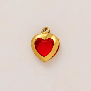 Ciondolo a cuore in acciaio inossidabile placcato oro 18K con cristallo rosso per gioielli
