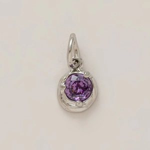 Minimalist silver pendant featuring a round faceted purple gemstone for DIY necklaces