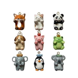 Collection de pendentifs animaux 18K incluant chat, panda et koala pour bijoux DIY