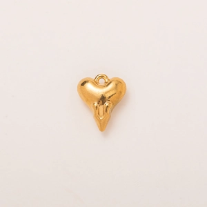 Colgante de corazón chapado en oro de 18K con textura artística y enganche circular