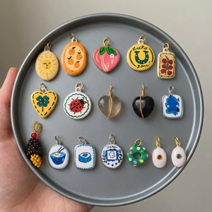 Vintage Kupfer Emaille Herz Frucht Anhänger Halskette Glücksklee Sonne Charms Büroklammerkette Schmuck Für Damen Herren