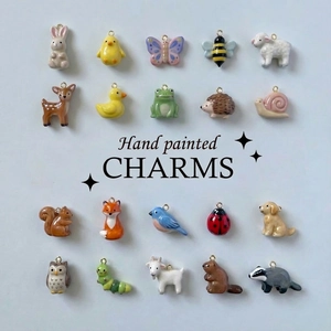 Hand Painted Animal Kingdom Pendants 18K Gold Plated Copper Rabbit Deer Squirrel Charms For DIY Necklace Making Jewelry Accessories