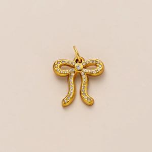 Elegante 18K vergulde strikhanger met fonkelende strassteentjes voor DIY-kettingen