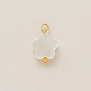 Detailed view of ocean-themed flower shell pendant with 18k gold plated metal accents