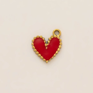 18k gold plated stainless steel red enamel heart pendant jewelry charm for necklaces