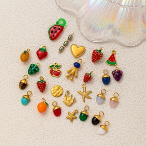 Lot de breloques fruits et formes DIY avec placage en or 18k pour bijoux