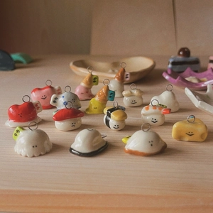 Cute handmade ceramic food charms with colorful glaze for DIY jewelry and accessories