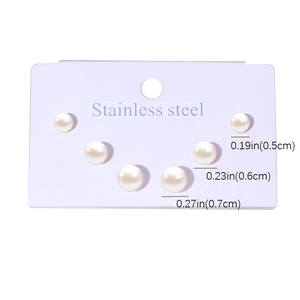 Mini boucles d'oreilles perles en acier doré 18K avec tailles de 5 mm à 7 mm