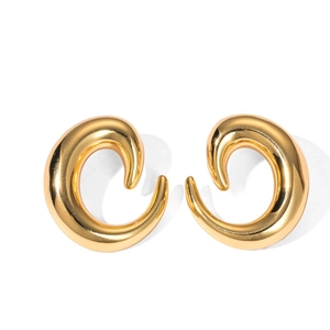 Chic 18K gold plated titanium steel hook earrings with a polished mirror finish for women