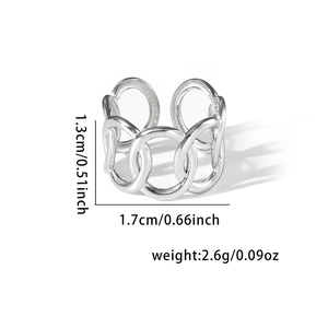 Detailed technical diagram of silver chain ring with height and diameter measurements