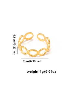 Especificaciones de tamaño para anillo de cadena dorada con ancho 0,6 cm y diámetro 2 cm