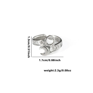 Minimalistische zilveren stalen moersleutel ring met Forever gravure unisex