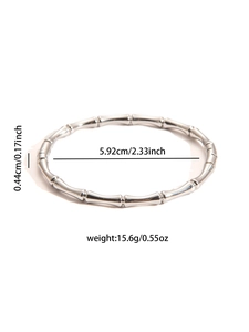 Bamboo-style titanium steel bracelet dimensions showing diameter and thickness