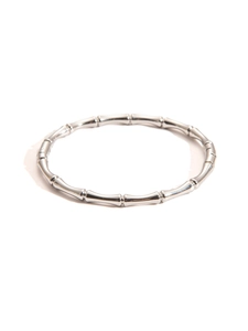 Detailed view of silver titanium steel bamboo joint bracelet with a high-polished finish