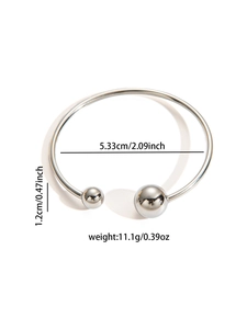 Detail view of steel bangle dimensions showing inner diameter and ball size measurements
