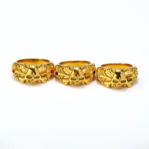 Punk Gothic Stainless Steel Skull Ring For Men Gold Plated Rhinestone Inlaid Domineering Spider Web Fashion Jewelry Gift