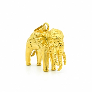 Exquisite golden elephant pendant in titanium steel with detailed spiritual Thai design