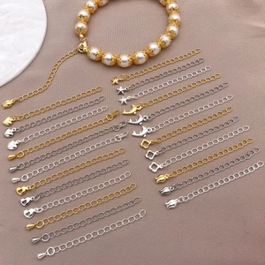 18K gold plated heart dolphin star extension chains with elegant pearl bracelet