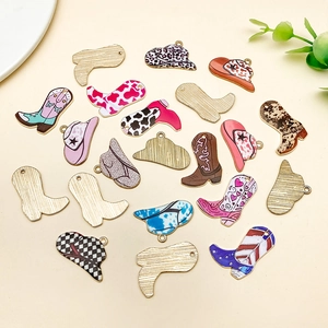 Pendentifs en émail style cowboy avec étoiles et bottes pour la création de bijoux DIY