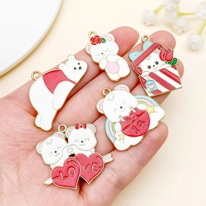 Détails de breloques ours en alliage pour bijoux DIY avec motifs cœur et amour