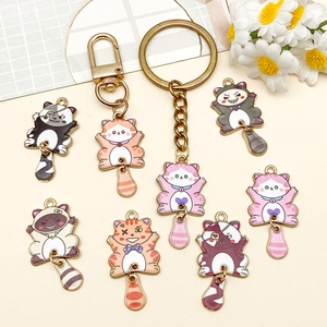 Schattige emaille kattenhangers met bewegende staart voor DIY-sieraden en sleutelhangers