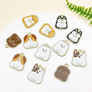 Cute assorted cartoon dog alloy charms with colorful oil drop finish for DIY jewelry crafts