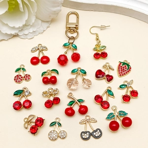 Lot de breloques cerise et fraise DIY avec strass et cristaux pour création bijoux