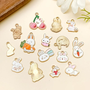 Détails des pendentifs lapin en alliage émaillé coloré pour création de bijoux DIY