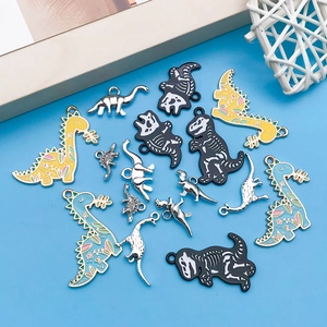 Variety of cute cartoon dinosaur alloy charms with colorful floral and skeleton patterns