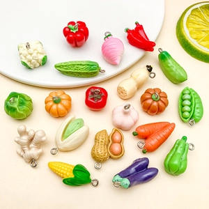 Colgantes de resina de verduras para joyas DIY con maíz y cacahuete para pendientes