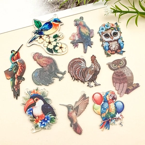 Lot de 10 pendentifs oiseaux en acrylique colorés pour la création de bijoux artisanaux