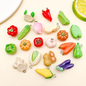 Set de dijes de resina con forma de vegetales para la creación de joyas y llaveros DIY