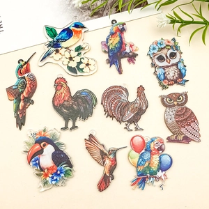 Pendentifs oiseaux en acrylique coloré avec hiboux et coqs pour accessoires de bijoux