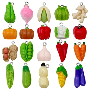 Set de 20 colgantes de verduras de resina realistas para joyas DIY y llaveros