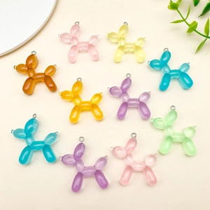 3D Glitter Resin Balloon Dog Pendant DIY Charms For Jewelry Making Keychain Necklace Accessories Cute Animal Style